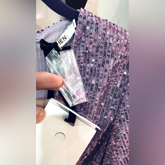 NWT AMEN Faux Wrap Light Purple Sequin Dress Long Sleeve XS (IT 38) - Picture 13 of 13